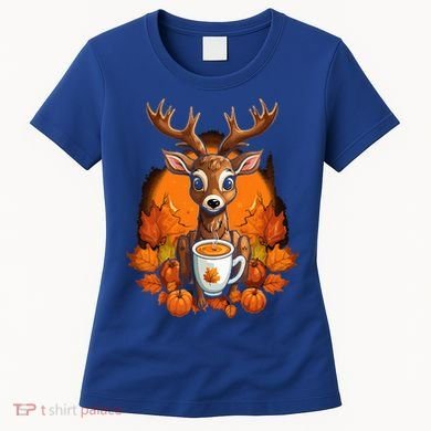 Deer Antlers Pumpkin Spice Latte Fall Thanksgiving Halloween Women's T-Shirt
