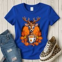 Deer Antlers Pumpkin Spice Latte Fall Thanksgiving Halloween Women's T-Shirt thumb 3