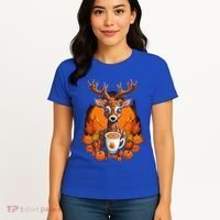 Deer Antlers Pumpkin Spice Latte Fall Thanksgiving Halloween Women's T-Shirt thumb 4