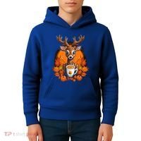 Deer Antlers Pumpkin Spice Latte Fall Thanksgiving Halloween Kids Hoodie thumb 4