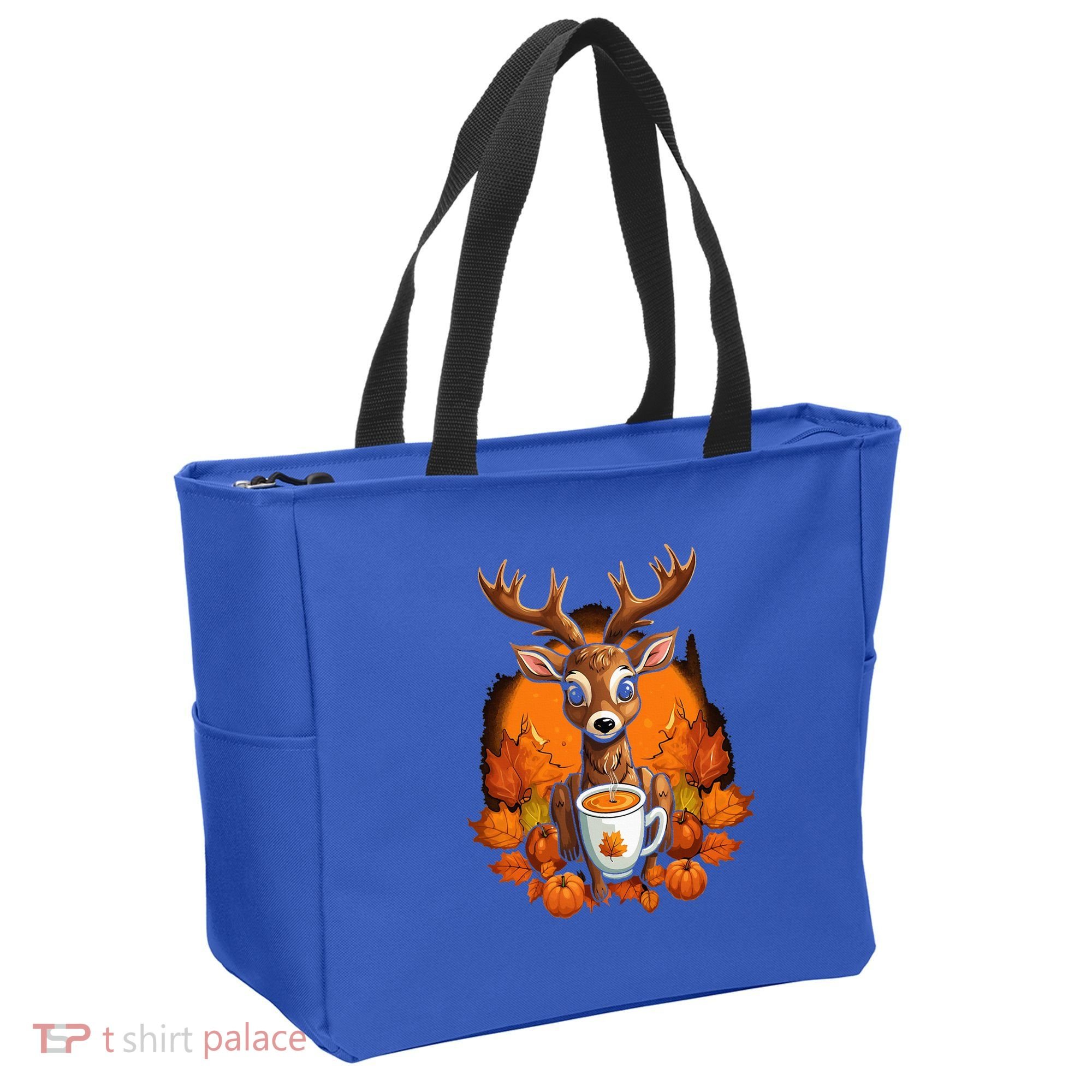 Deer Antlers Pumpkin Spice Latte Fall Thanksgiving Halloween Tote Bag