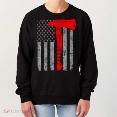 Distressed American Patriot Red Line Axe Firefighter Flag Gift Women's Sweatshirt