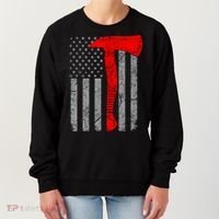 Distressed American Patriot Red Line Axe Firefighter Flag Gift Women's Sweatshirt thumb 0