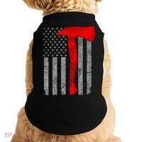 Distressed American Patriot Red Line Axe Firefighter Flag Gift Doggie Tank thumb 0