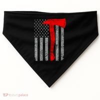 Distressed American Patriot Red Line Axe Firefighter Flag Gift USA-Made Doggie Bandana thumb 0