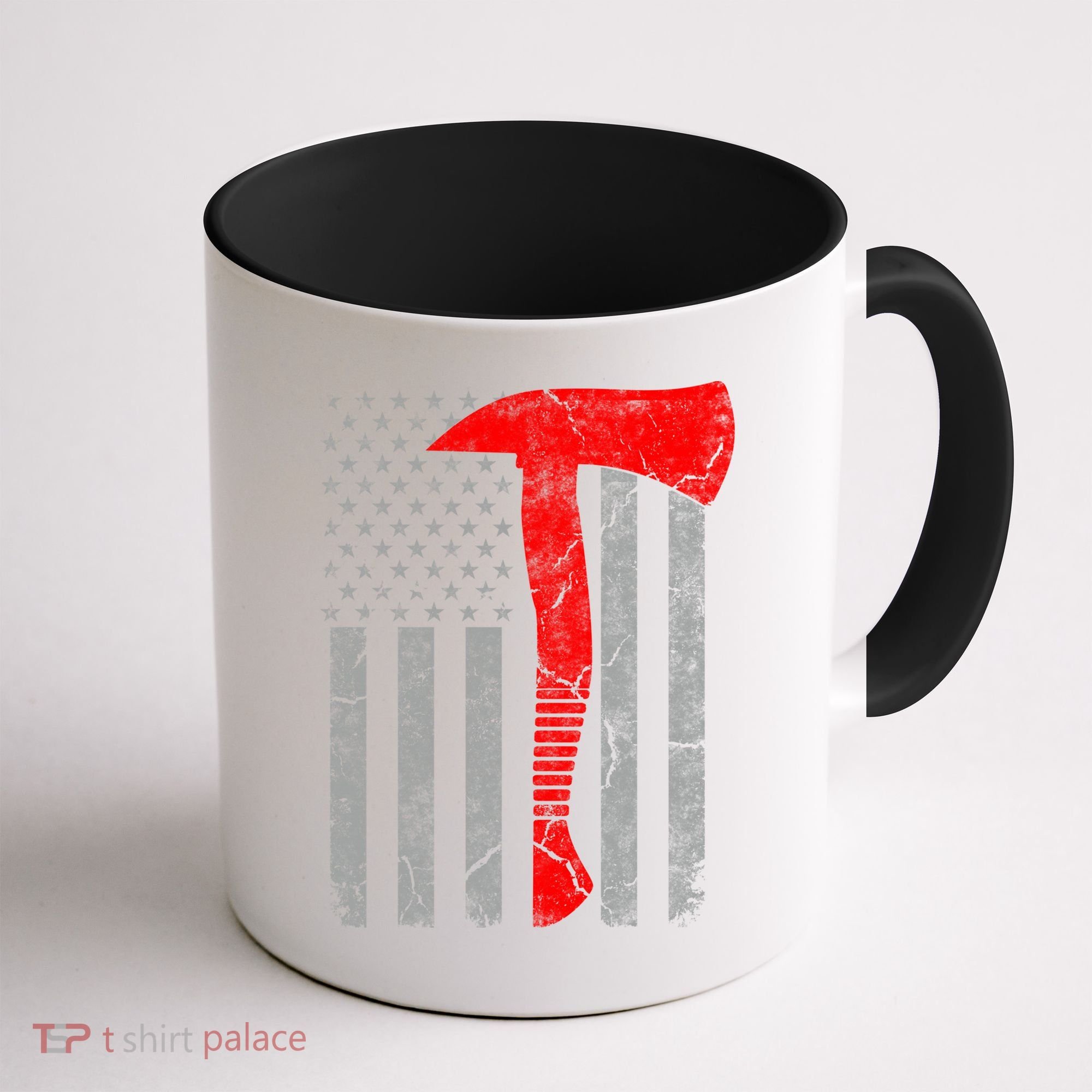 Distressed American Patriot Red Line Axe Firefighter Flag Gift Coffee Mug