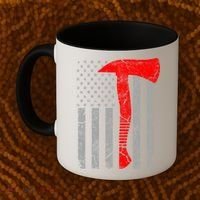 Distressed American Patriot Red Line Axe Firefighter Flag Gift Coffee Mug thumb 2