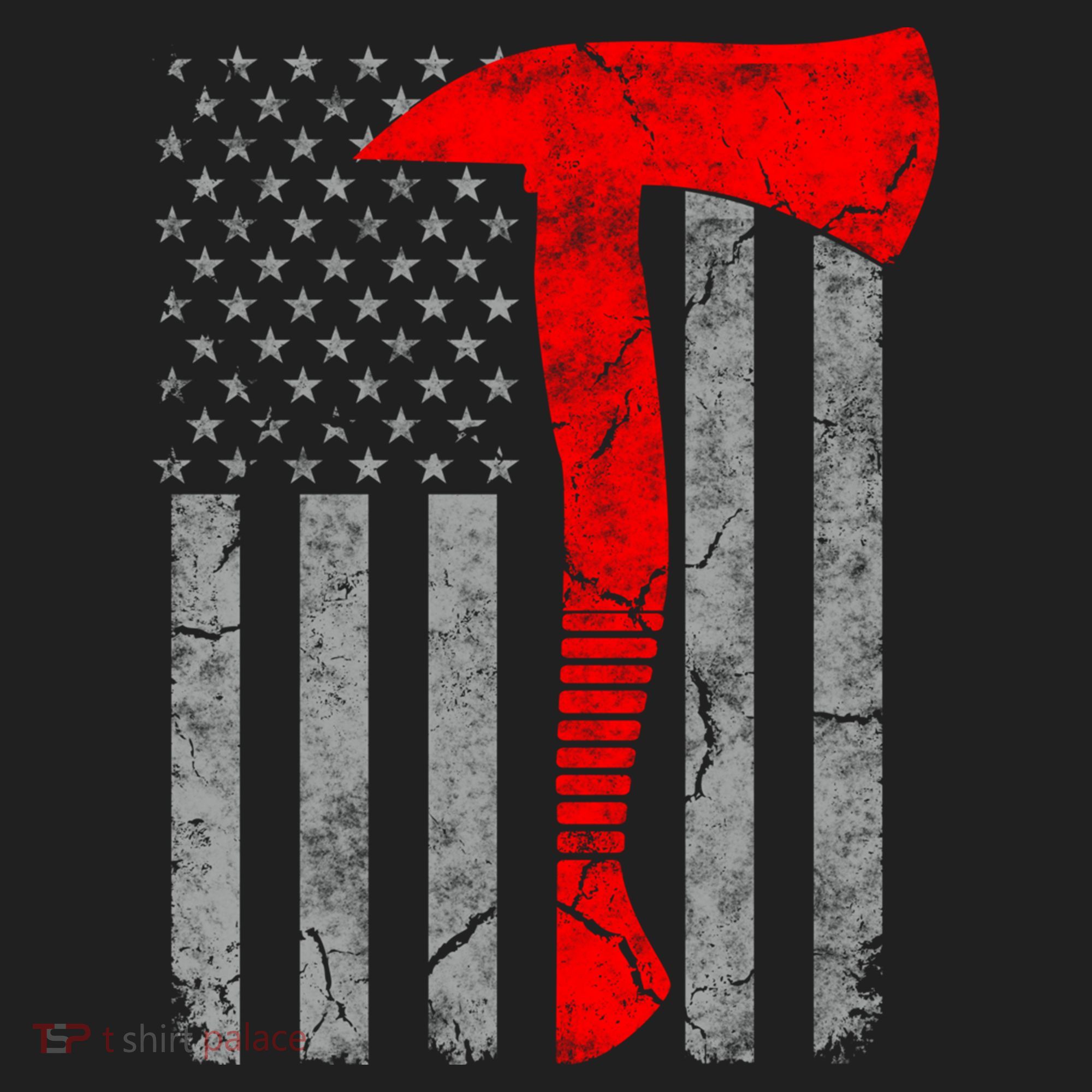 Distressed American Patriot Red Line Axe Firefighter Flag Gift Hat
