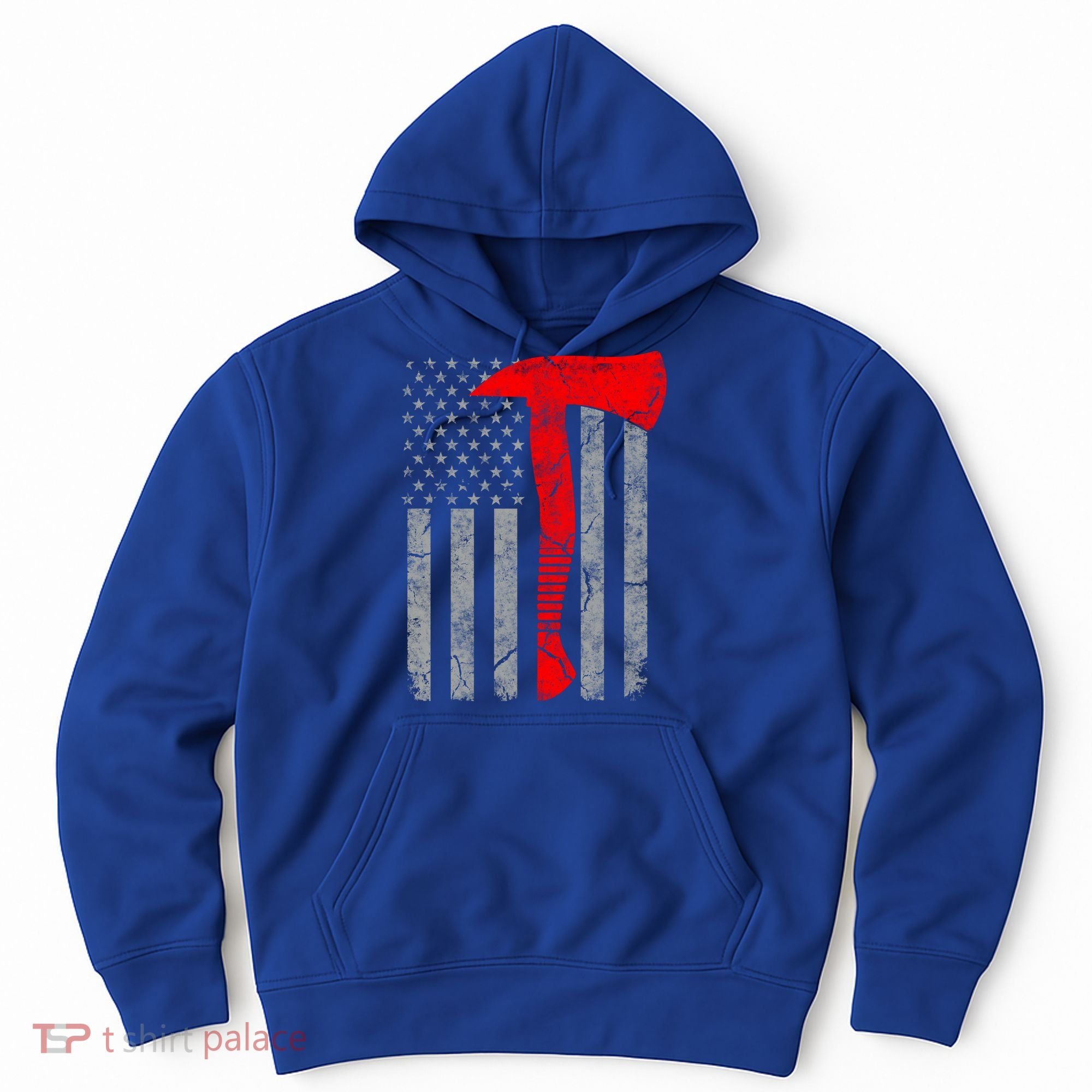 Distressed American Patriot Red Line Axe Firefighter Flag Gift Hoodie