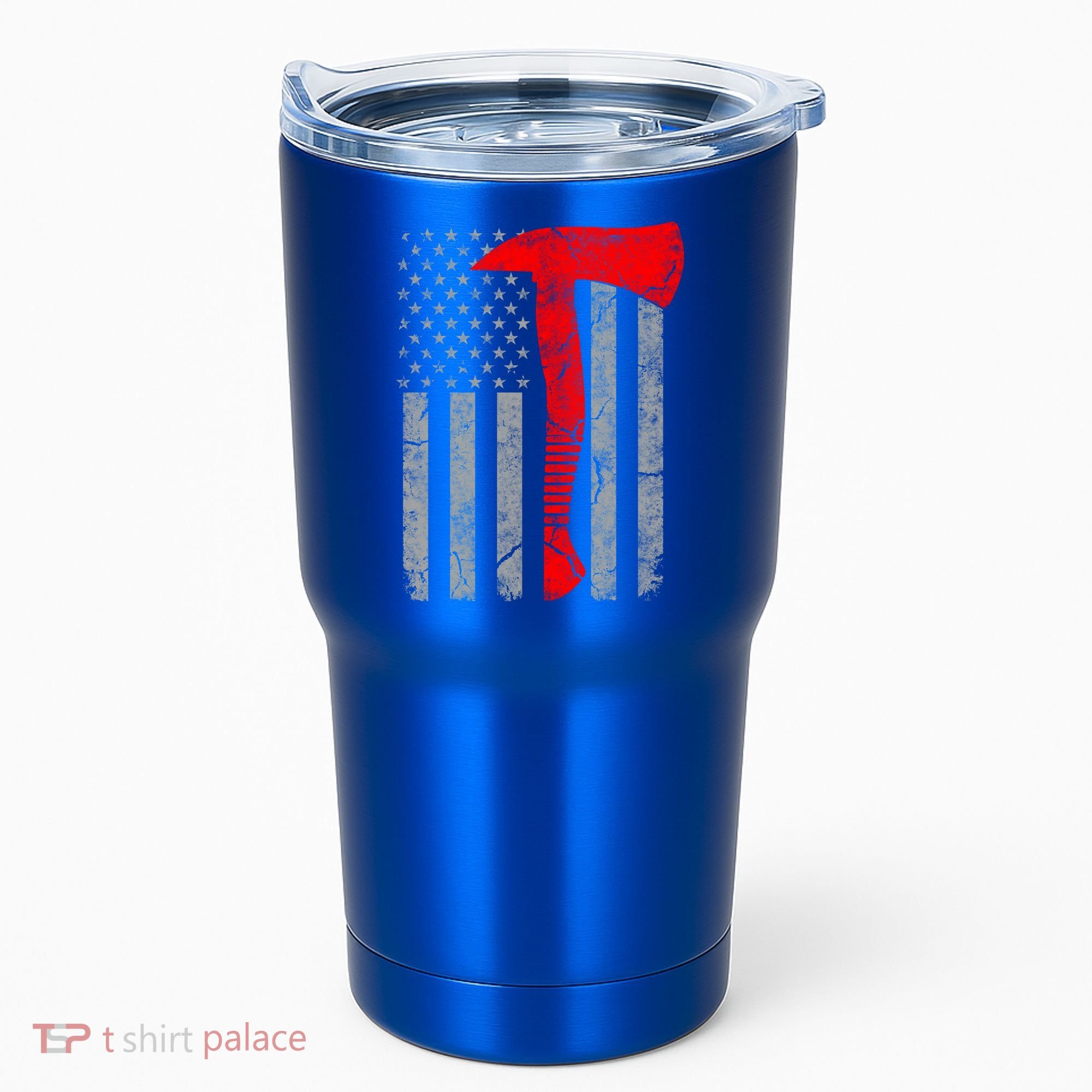 Distressed American Patriot Red Line Axe Firefighter Flag Gift Tumbler