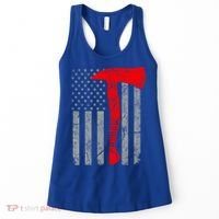Distressed American Patriot Red Line Axe Firefighter Flag Gift Women's Tank Top thumb 0