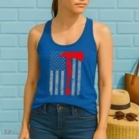 Distressed American Patriot Red Line Axe Firefighter Flag Gift Women's Tank Top thumb 2