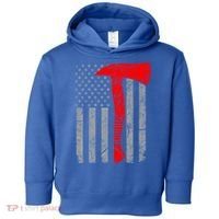 Distressed American Patriot Red Line Axe Firefighter Flag Gift Toddler Hoodie thumb 0