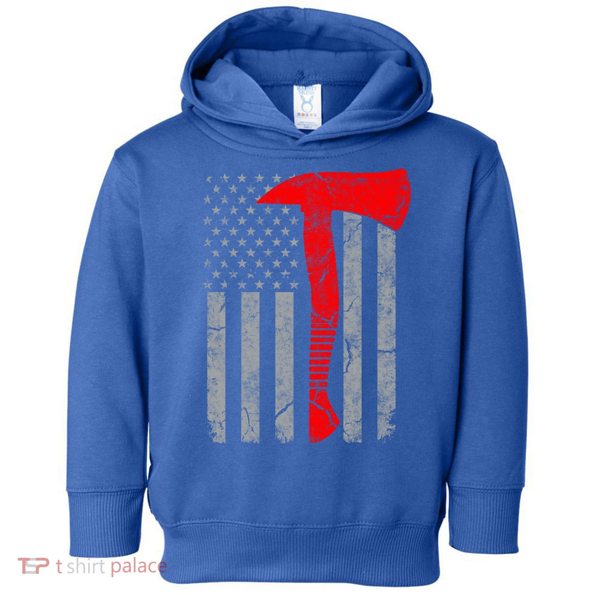 Distressed American Patriot Red Line Axe Firefighter Flag Gift Toddler Hoodie