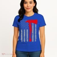 Distressed American Patriot Red Line Axe Firefighter Flag Gift Women's T-Shirt thumb 4