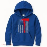 Distressed American Patriot Red Line Axe Firefighter Flag Gift Kids Hoodie thumb 0