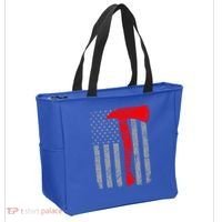 Distressed American Patriot Red Line Axe Firefighter Flag Gift Tote Bag thumb 2