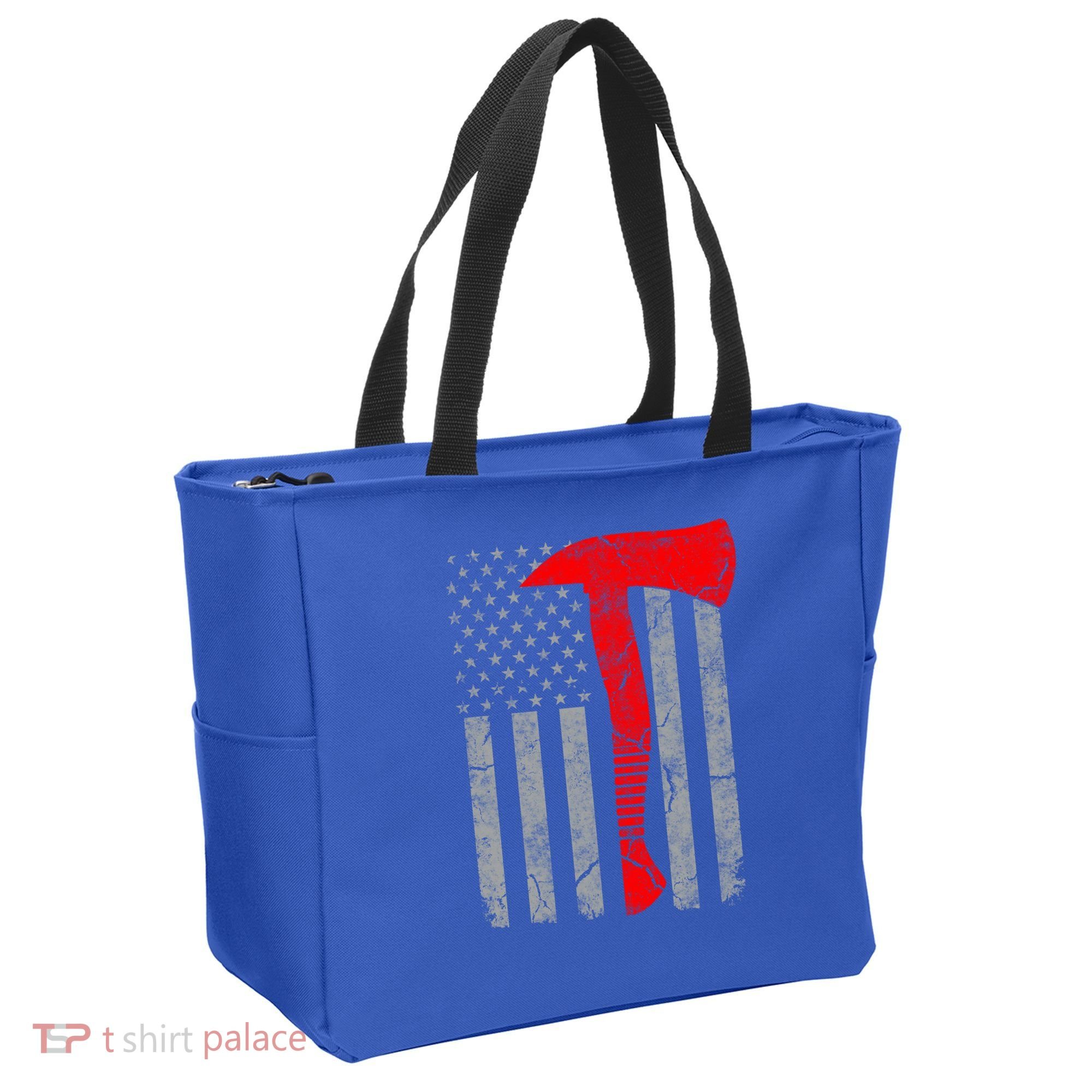 Distressed American Patriot Red Line Axe Firefighter Flag Gift Tote Bag