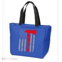 Distressed American Patriot Red Line Axe Firefighter Flag Gift Tote Bag thumb 3