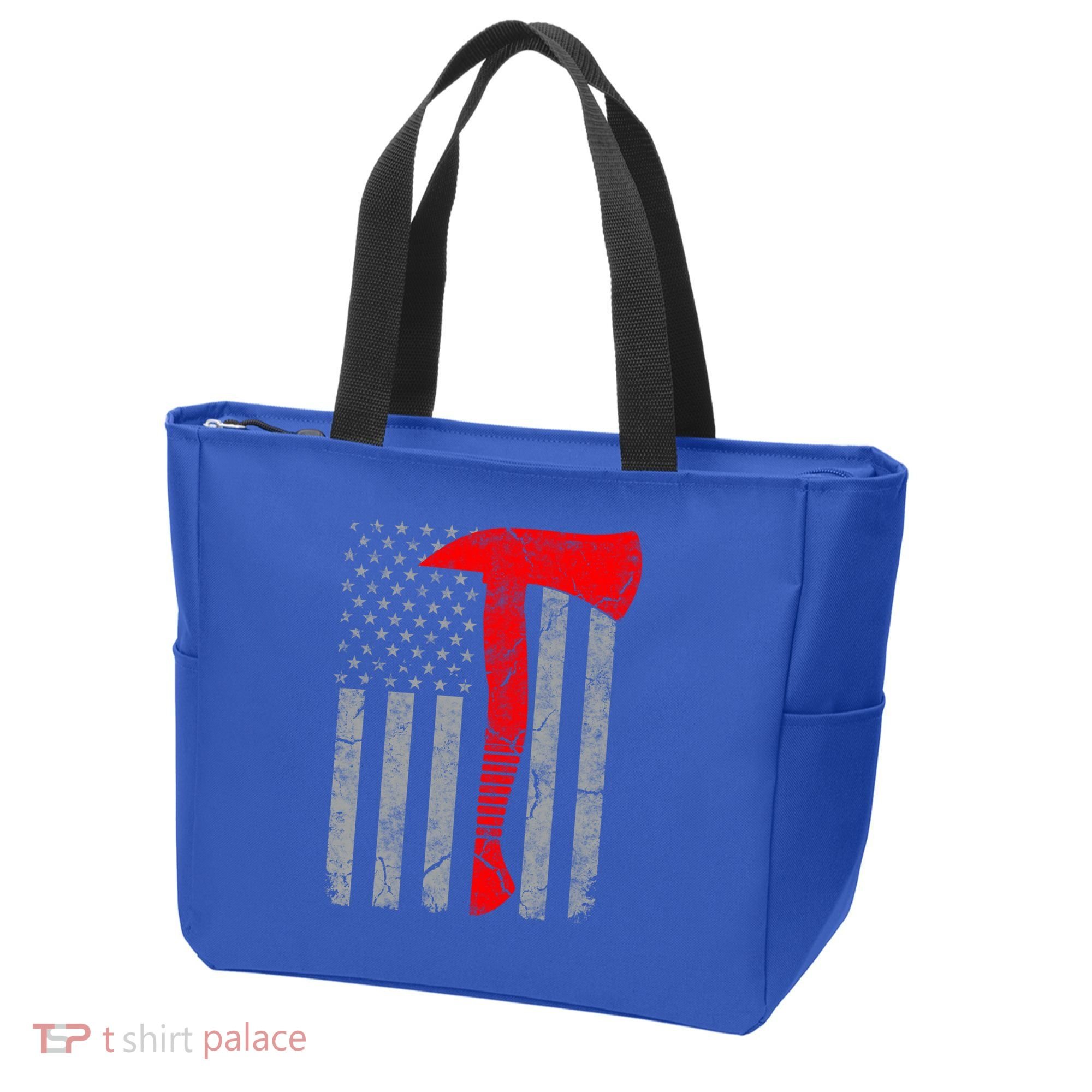 Distressed American Patriot Red Line Axe Firefighter Flag Gift Tote Bag