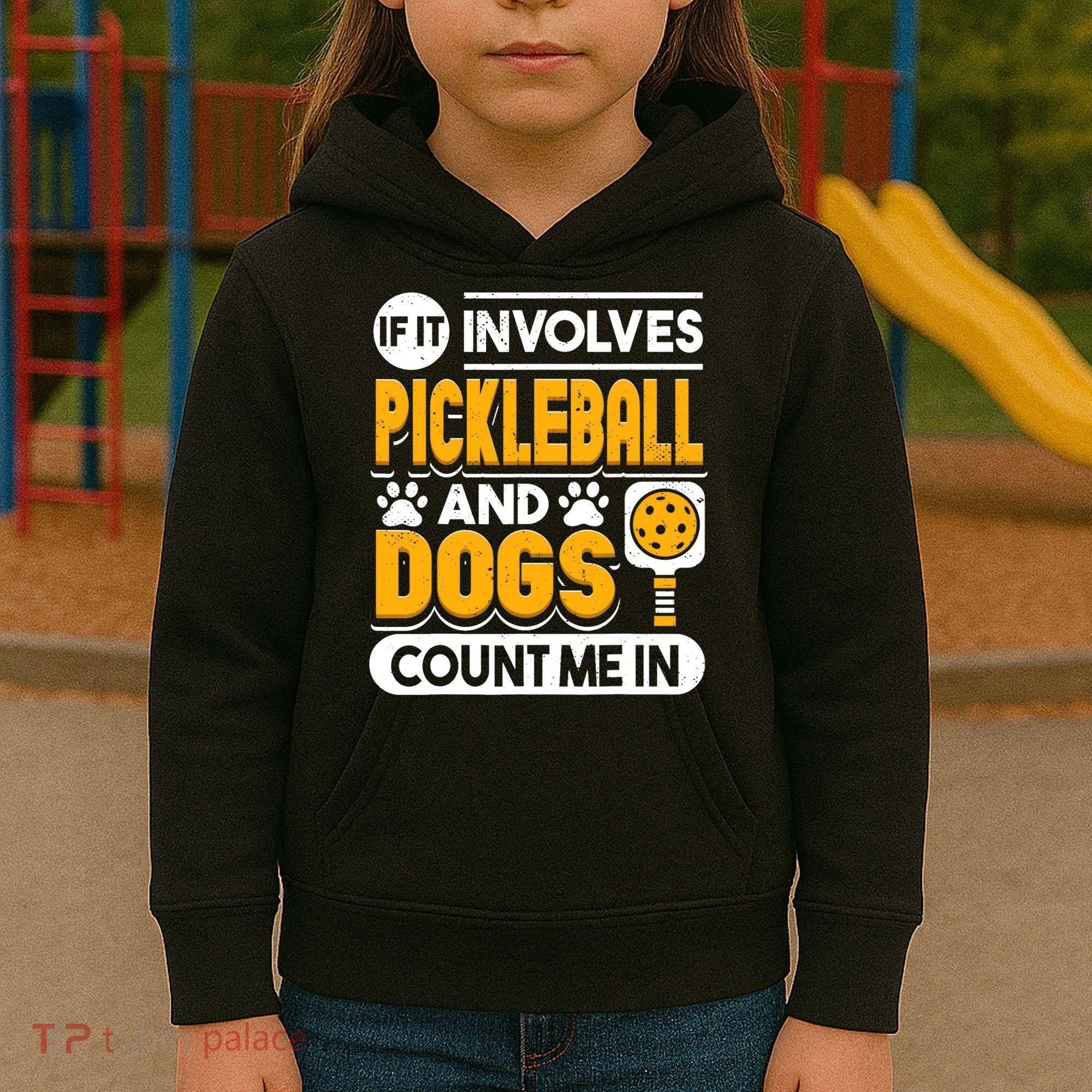Dogs And Pickleball Lover Kids Hoodie