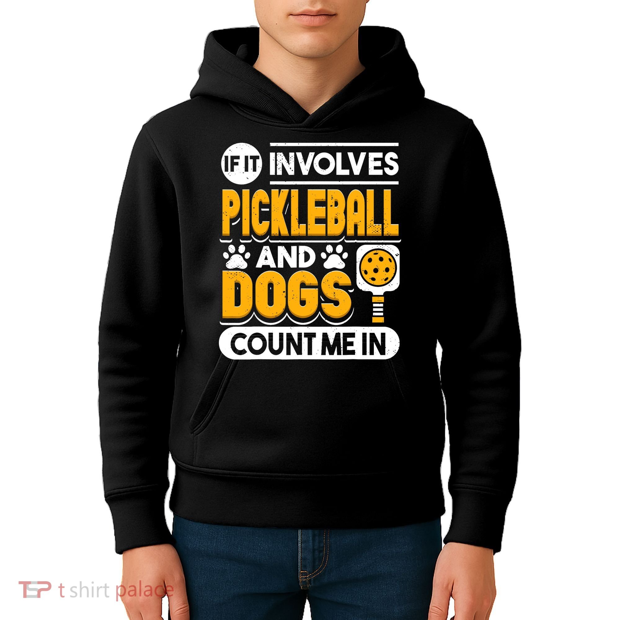 Dogs And Pickleball Lover Kids Hoodie