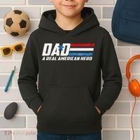 Dad A Real American Hero Kids Hoodie thumb 2
