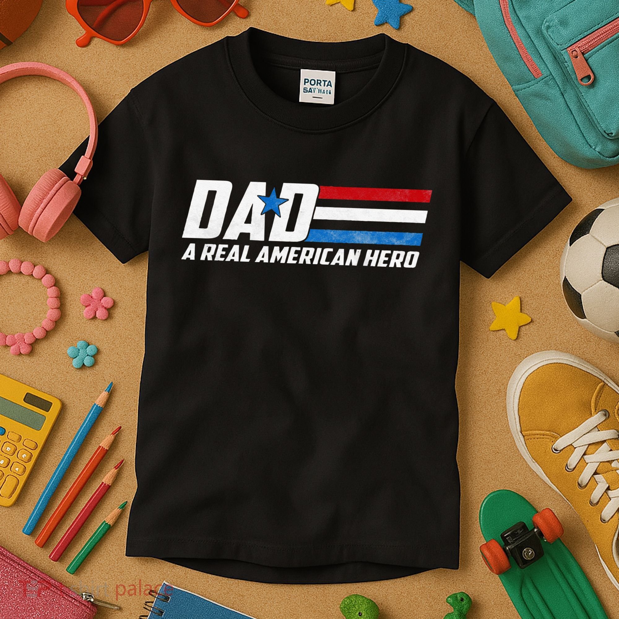 Dad A Real American Hero Kids T-Shirt