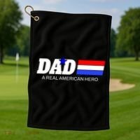 Dad A Real American Hero Golf Towel thumb 1