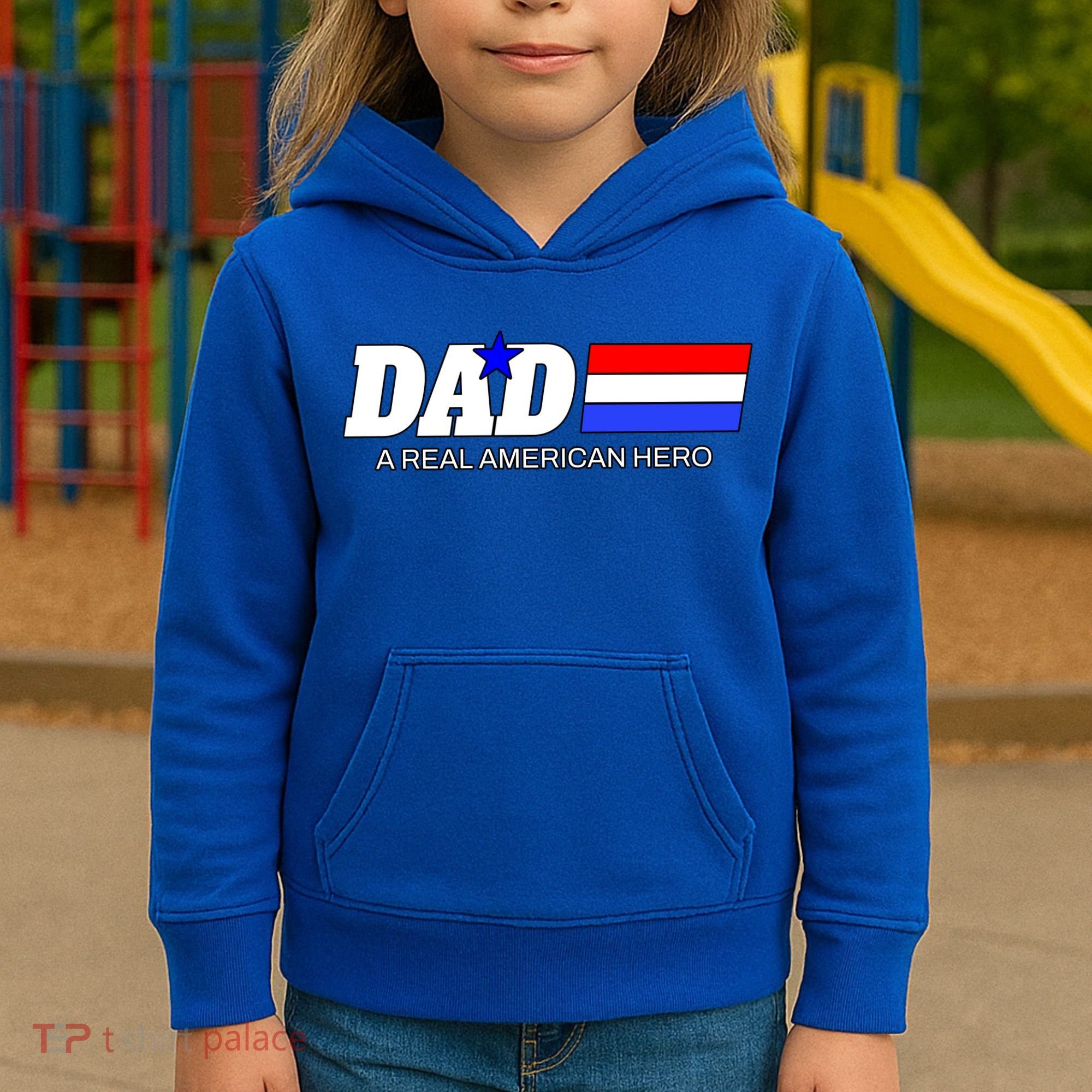 Dad A Real American Hero Kids Hoodie