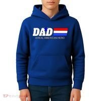 Dad A Real American Hero Kids Hoodie thumb 4