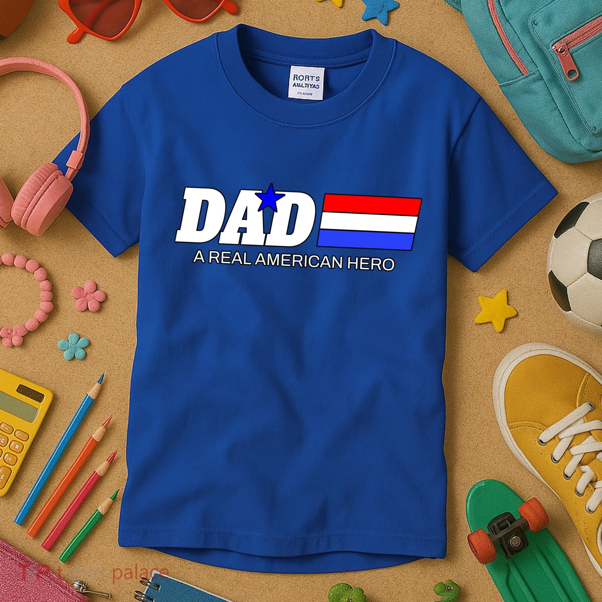 Dad A Real American Hero Kids T-Shirt