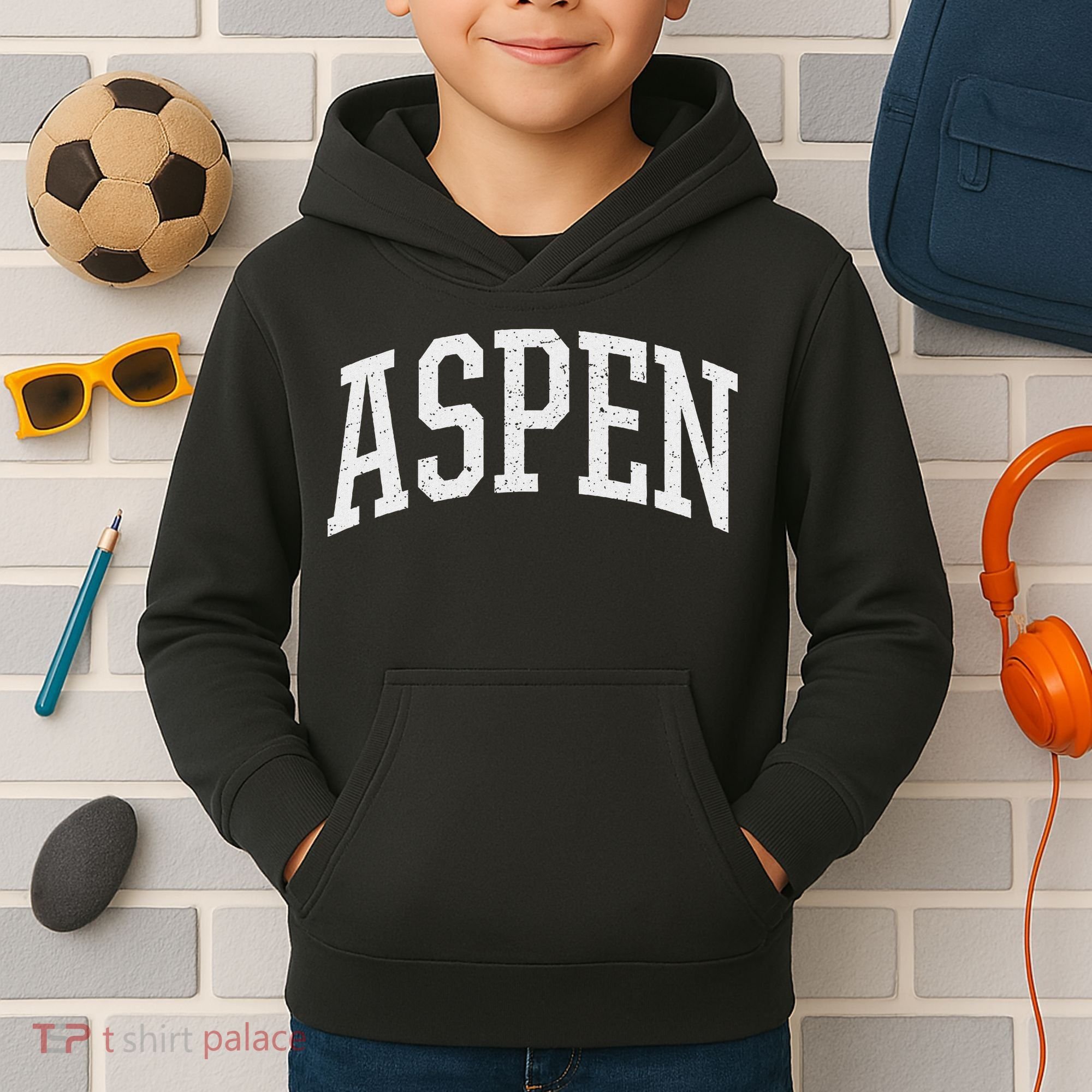 Distressed Aspen , Retro Aspen Kids Hoodie