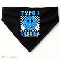 Diabetes Awareness Ribbon T1d Warrior Support Squad USA-Made Doggie Bandana thumb 0
