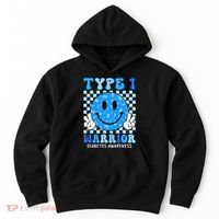 Diabetes Awareness Ribbon T1d Warrior Support Squad Hoodie thumb 0
