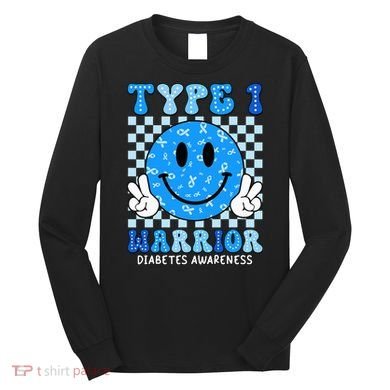 Diabetes Awareness Ribbon T1d Warrior Support Squad Long Sleeve Shirt