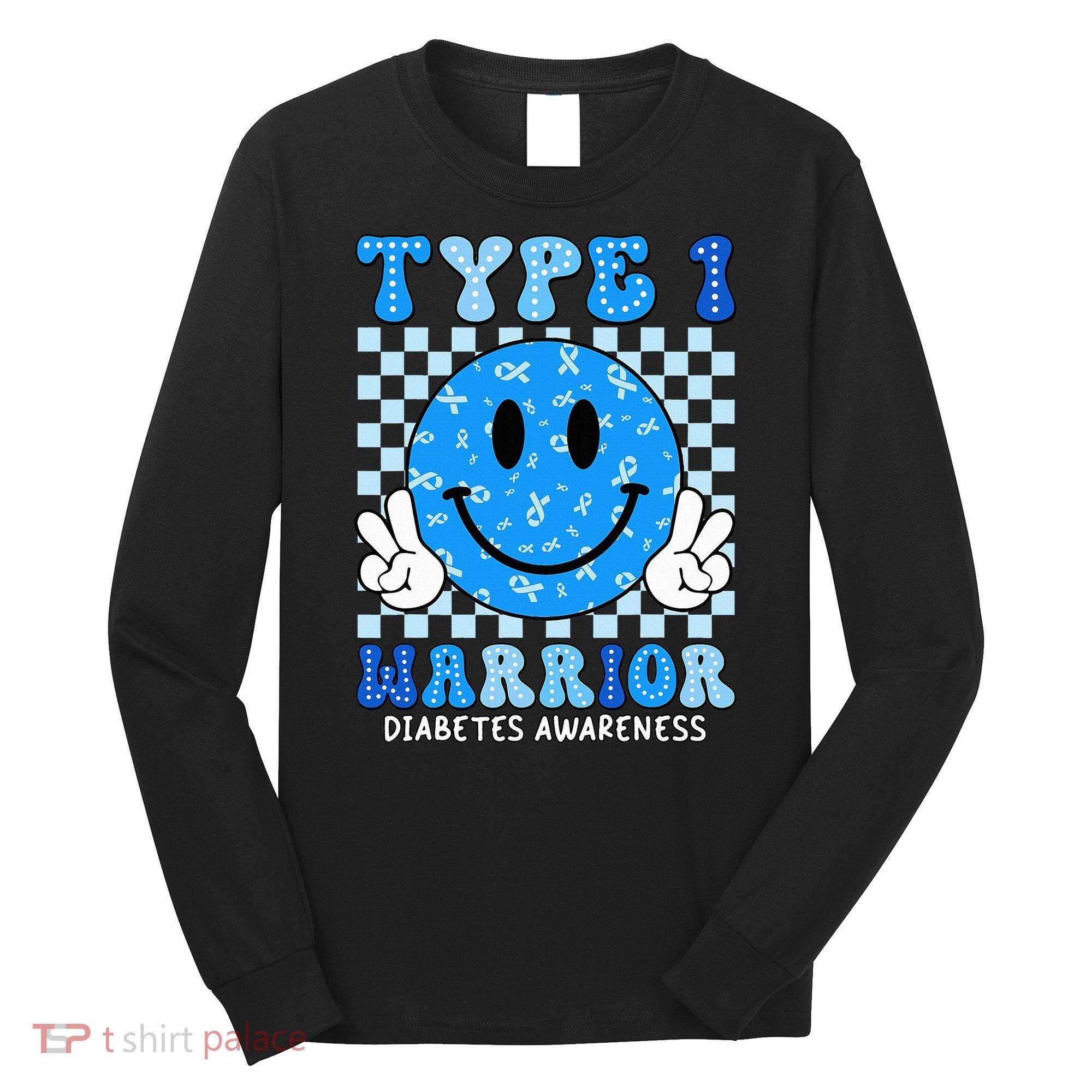 Diabetes Awareness Ribbon T1d Warrior Support Squad Long Sleeve Shirt
