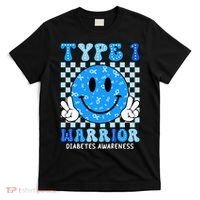 Diabetes Awareness Ribbon T1d Warrior Support Squad T-Shirt thumb 0