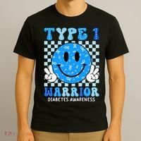 Diabetes Awareness Ribbon T1d Warrior Support Squad T-Shirt thumb 3