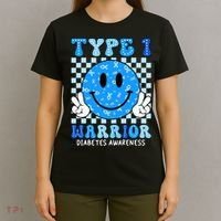 Diabetes Awareness Ribbon T1d Warrior Support Squad T-Shirt thumb 4