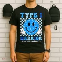 Diabetes Awareness Ribbon T1d Warrior Support Squad T-Shirt thumb 6