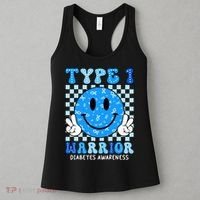Diabetes Awareness Ribbon T1d Warrior Support Squad Women's Tank Top thumb 3
