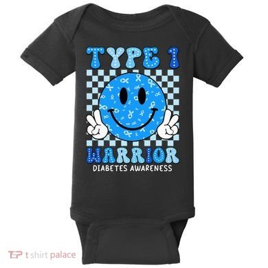 Diabetes Awareness Ribbon T1d Warrior Support Squad Baby Bodysuit