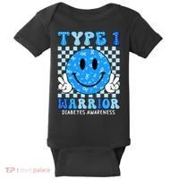Diabetes Awareness Ribbon T1d Warrior Support Squad Baby Bodysuit thumb 0