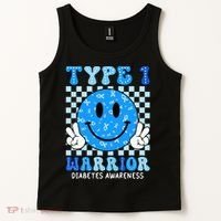 Diabetes Awareness Ribbon T1d Warrior Support Squad Tank Top thumb 2
