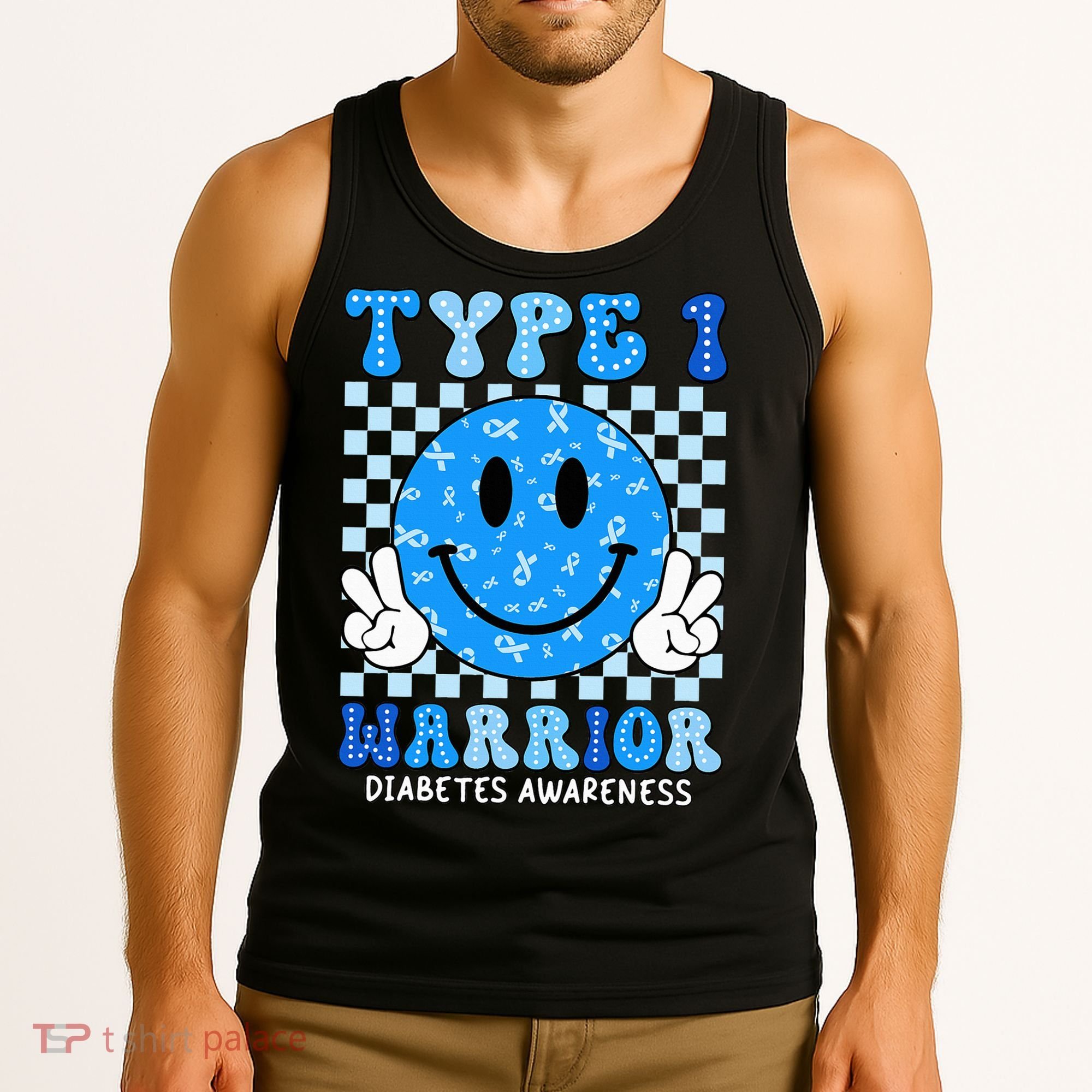 Diabetes Awareness Ribbon T1d Warrior Support Squad Tank Top