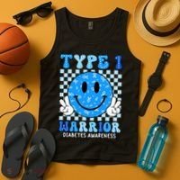 Diabetes Awareness Ribbon T1d Warrior Support Squad Tank Top thumb 4