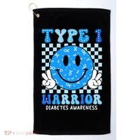 Diabetes Awareness Ribbon T1d Warrior Support Squad Golf Towel thumb 0