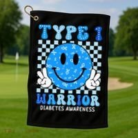 Diabetes Awareness Ribbon T1d Warrior Support Squad Golf Towel thumb 1