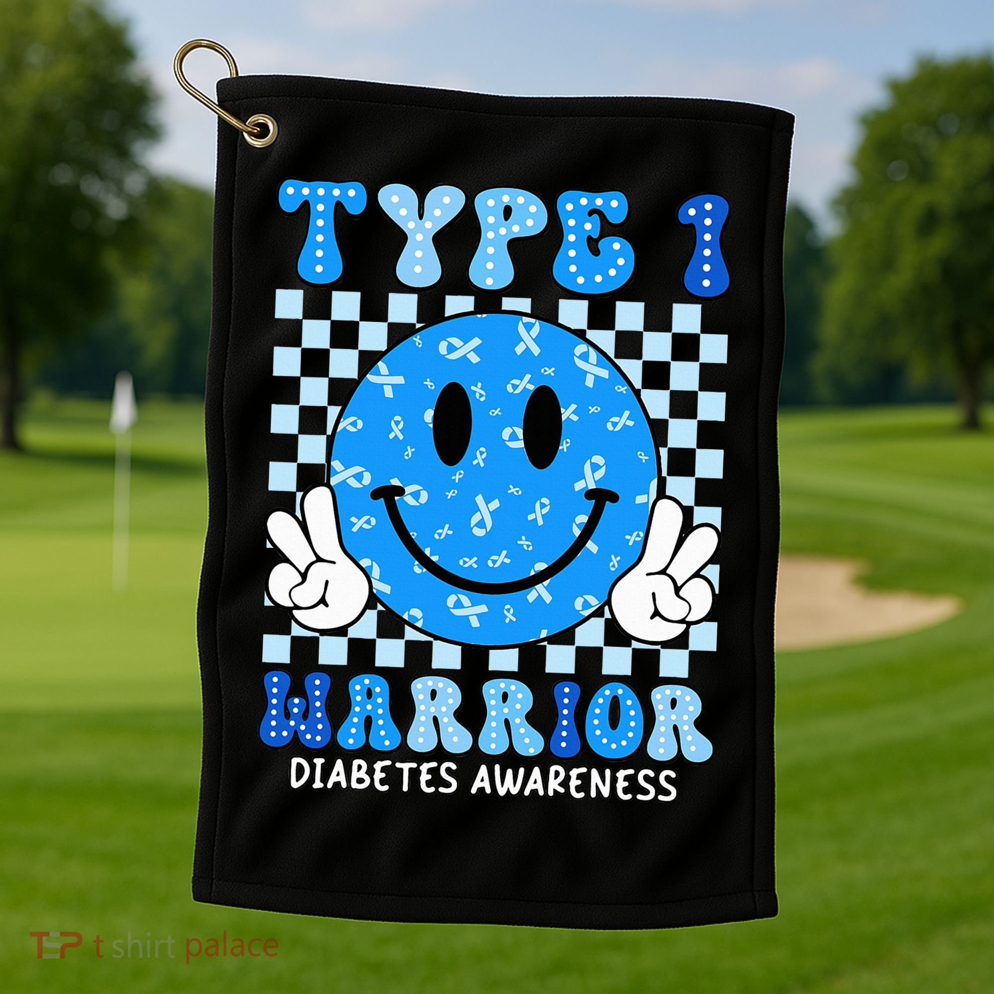 Diabetes Awareness Ribbon T1d Warrior Support Squad Golf Towel